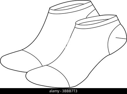 Tief geschnittene Basic-Socken mit verstärktem Zehenbereich und Fersenbereich | Illustration der technischen Mode | Vorlage für flache Bekleidung CAD | 3D-Perspektive Stock Vektor