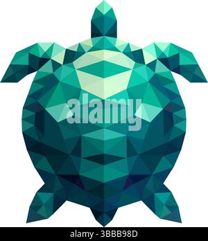 Einfache Darstellung der Polygonschildkröte, Ansicht von oben nach unten Stock Vektor