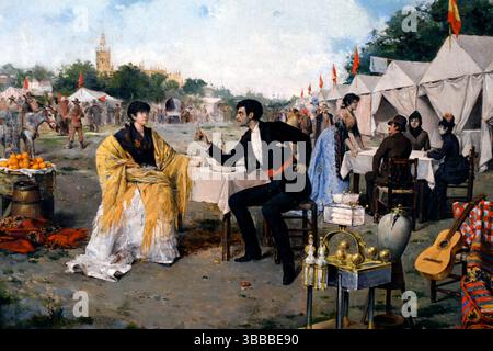 Auf der Messe, en la Feria, 1886, Rafael Arroyo Fernandez, Carmen Thyssen Museum, Malaga, Andalusien, Spanien. Stockfoto