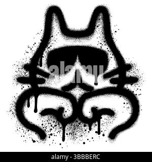 Niedliche Katze mit Brille, die im Graffiti-Stil tanzt Stock Vektor