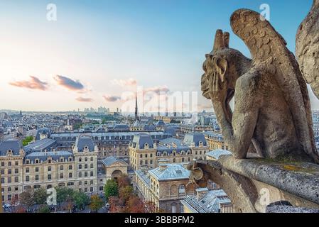 Paris City von der Kathedrale Notre-Dame aus gesehen Stockfoto
