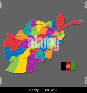 Vektorkarte von Afghanistan mit Namen von Städten und mit Grenzen Stadt Stock Vektor
