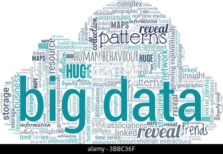 Big Data Wortwolke isoliert auf weißem Hintergrund. Stock Vektor