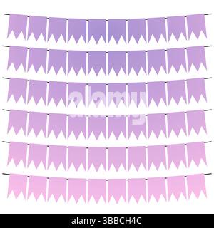 Farbenfrohe Fahnen und bunte Girlanden zur Dekoration. Dekoelemente mit verschiedenen Mustern. Vektorabbildung Stock Vektor