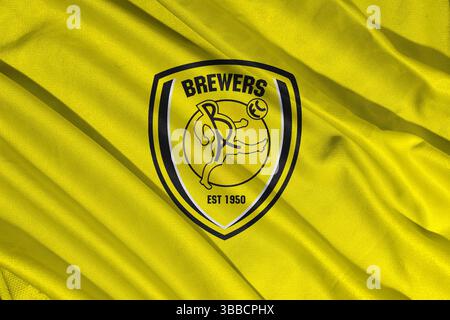 Pringsewu, lampung 25. Mai 2025; selektiver Fokus auf das Logo des Fußballvereins Burton Albion in der efl League One Championship, 3D-Illustration Stockfoto