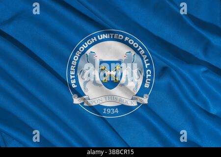 Pringsewu, lampung 25. Mai 2025; selektiver Fokus des Peterborough Football Club-Logos in der efl League One Meisterschaft, 3D-Illustration Stockfoto