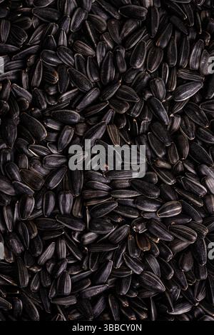 Schwarze Sonnenblumenkerne Textur Hintergrund Nahaufnahme Stockfoto