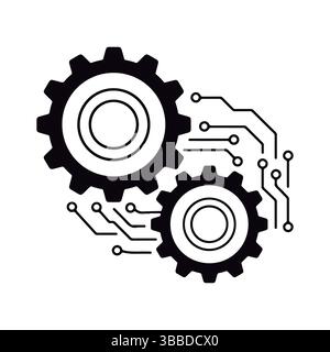 Die Mechanik der Technologie. Automatisierungstechnik. Integrierte Systeme. Stock Vektor