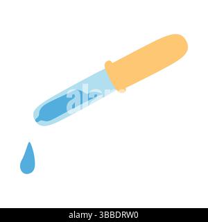 Pipetten mit Tropfen auf der Spitze. Laborglas, isoliert, Illustration Stock Vektor