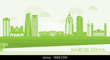 Grüne Skyline Panorama der Stadt Nairobi, Kenia - Vektor-Illustration Stock Vektor