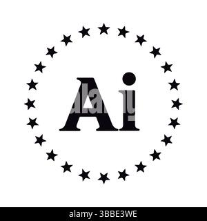 AI-Schriftzug umgeben von Sternen. Stock Vektor