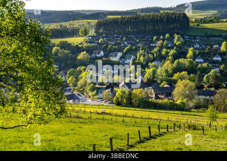 Sauerland Landschaft bei Wemlinghasuen, Stadtteil von Bad Berleburg, im Kreis Siegen-Wittgenstein, NRW, Deutschland Sauerland Landschaft bei Wemlinghasuen, Landkreis Bad Berleburg, im Landkreis Siegen Wittgenstein, NRW, Deutschland Sauerland Landschaft Stockfoto