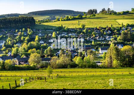 Sauerland Landschaft bei Wemlinghasuen, Stadtteil von Bad Berleburg, im Kreis Siegen-Wittgenstein, NRW, Deutschland Sauerland Landschaft bei Wemlinghasuen, Landkreis Bad Berleburg, im Landkreis Siegen Wittgenstein, NRW, Deutschland Sauerland Landschaft Stockfoto