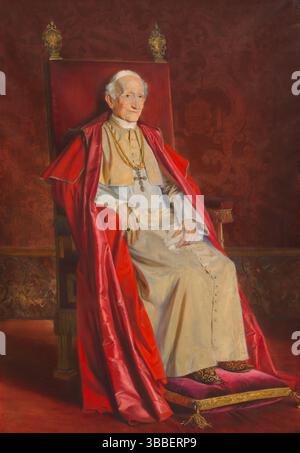 Papst Leo XIII. Vintage Ölgemälde Porträt von Adolf Pirsch 1900 Stockfoto