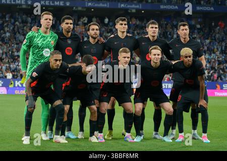 15. Mai 2025; RCDE-Stadion, Cornella, Spanien, spanischer La Liga-Fußball, Espanyol gegen Barcelona; Barcelona-Team Stockfoto