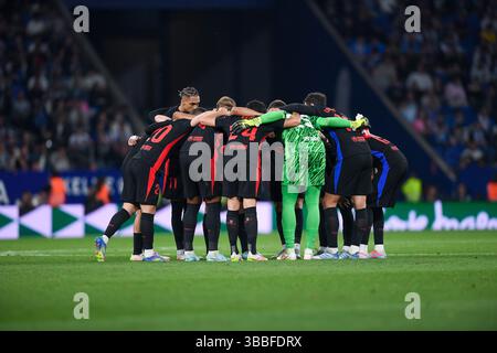 Cornella El Prat, Esp. Mai 2025. RCD ESPANYOL vs FC BARCELONA 15. Mai 2025 Spieler des FC Barcelona während des Spiels zwischen RCD Espanyol und FC Barcelona, das dem sechsunddreißigsten Tag der La Liga EA Sports im RCD STADION in Barcelona entspricht. Quelle: Rosdemora/Alamy Live News Stockfoto