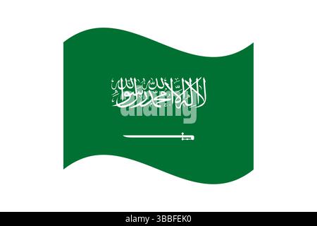 Flagge von Saudi-Arabien. Saudi-Arabien wellige Flagge digitale Vektor-Illustration. Flatterfahne. Stock Vektor