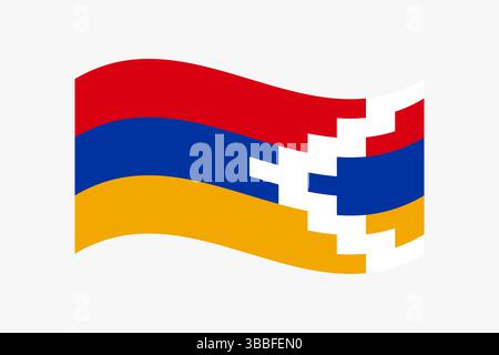 Flagge von Artsach. Artsakh wellige Flagge digitale Vektor-Illustration. Flatterfahne. Stock Vektor