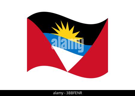 Flagge von Antigua und Barbuda. Antigua und Barbuda wellige Flagge digitale Vektor-Illustration. Flatterfahne. Stock Vektor