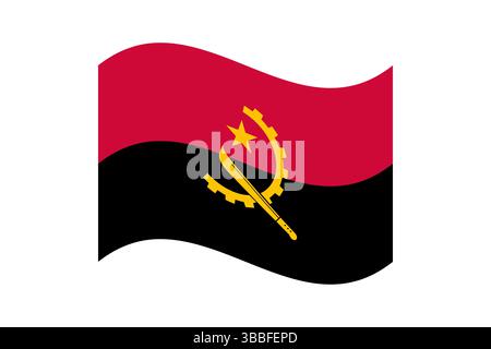 Flagge von Angola. Angola wellige Flagge digitale Vektor-Illustration. Flatterfahne. Stock Vektor