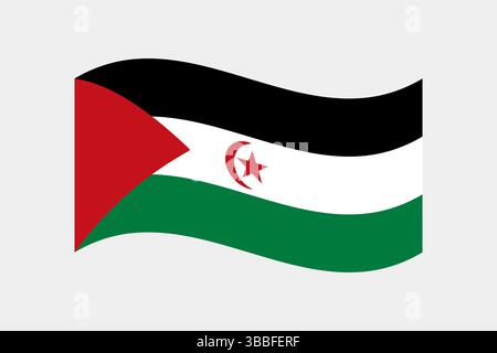 Flagge der Arabischen Demokratischen Republik Saharaui. Arabische Demokratische Republik Sahrawi, wellige Flagge, digitale Vektor-Illustration. Flatterfahne. Stock Vektor
