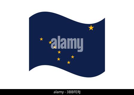 Flagge von Alaska. Alaska wellige Flagge digitale Vektor-Illustration. Flatterfahne. Stock Vektor