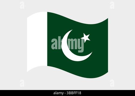 Flagge von Pakistan. Pakistan wellige Flagge digitale Vektor-Illustration. Flatterfahne. Stock Vektor