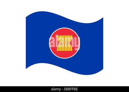 Flagge des Vereins südostasiatischer Nationen. Vereinigung südostasiatischer Nationen wellige Flagge digitale Vektor-Illustration. Flatterfahne. Stock Vektor