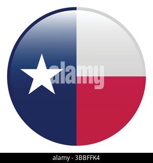 Flagge von Texas. Texas Kreisflagge 3D Logo Symbol Computer Vektor Illustration Design. Stock Vektor