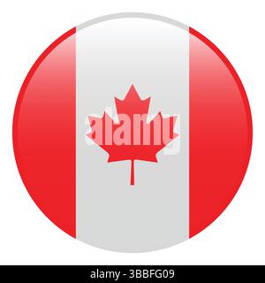 Flagge von Kanada. Kanada Kreisflagge 3D Logo Symbol Computer Vektor Illustration Design. Stock Vektor