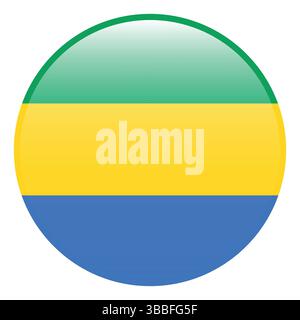 Flagge von Gabun. Gabon Kreisflagge 3D Logo Symbol Computer Vektor Illustration Design. Stock Vektor