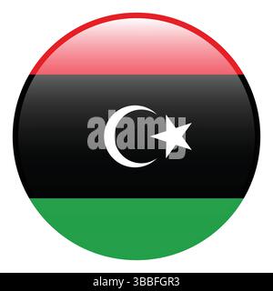 Flagge von Libyen. Libyen Kreisflagge 3D Logo Symbol Computer Vektor Illustration Design. Stock Vektor