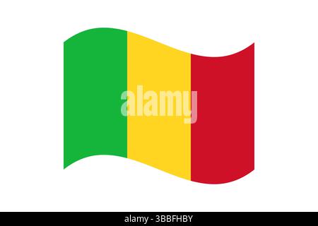 Flagge von Mali. Mali wellige Flagge digitale Vektor-Illustration. Flatterfahne. Stock Vektor