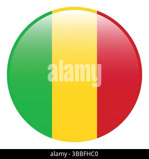 Flagge von Mali. Mali Kreisflagge 3D Logo Symbol Computer Vektor Illustration Design. Stock Vektor