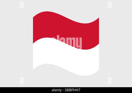 Flagge von Monaco. Monaco wellige Flagge digitale Vektor-Illustration. Flatterfahne. Stock Vektor