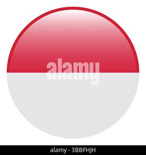 Flagge von Monaco. Monaco Kreisflagge 3D Logo Symbol Computer Vektor Illustration Design. Stock Vektor