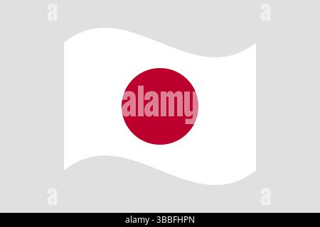 Flagge von Japan. Japan wellige Flagge digitale Vektor-Illustration. Flatterfahne. Stock Vektor
