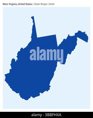 West Virginia, Usa. Einfache Vektordarstellung. Statusform. Solide Ausführung. Grenze zu West Virginia. Vektorabbildung. Stock Vektor