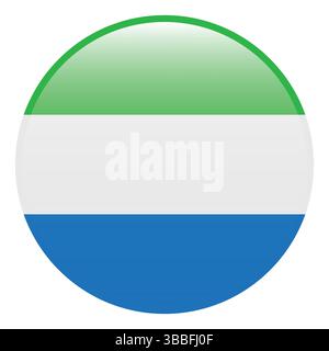 Flagge von Sierra Leone. Sierra Leone Kreisflagge 3D Logo Symbol Computer Vektor Illustration Design. Stock Vektor
