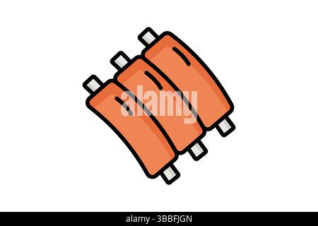 Symbol „Rippen“. Symbolstil für farbige Umrisse. Symbol für Lebensmittel. Vektorillustration für Fleischelemente Stock Vektor