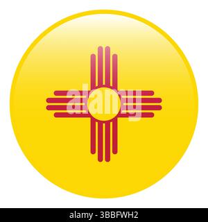 Flagge von New Mexico. New Mexico Kreisflagge 3D Logo Symbol Computer Vektor Illustration Design. Stock Vektor