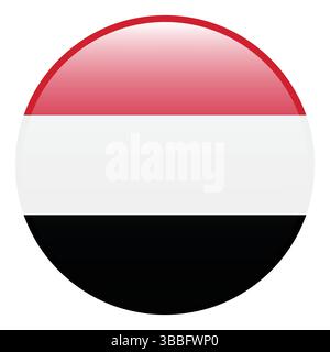 Flagge des Jemen. Jemen Kreisflagge 3D Logo Symbol Computer Vektor Illustration Design. Stock Vektor