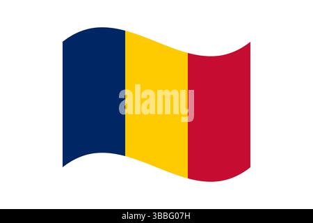 Flagge des Tschad. Digitale Vektor-Illustration der gewellten Flagge des Tschad. Flatterfahne. Stock Vektor