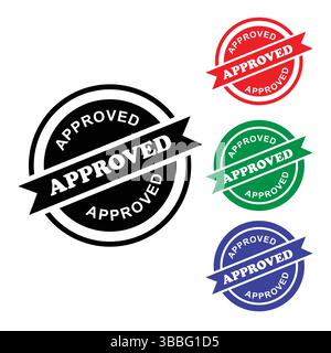 Genehmigter Stempelvektor – buntes Gummisiegelschild für Erlaubnis und Büronutzung Stock Vektor