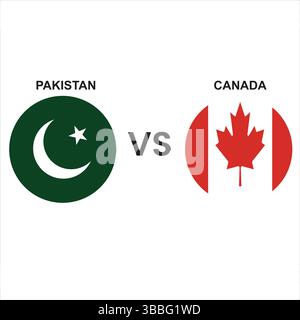 Cricket Match-Vektor Pakistan vs. Kanada – editierbare Illustration für Flaggen und nationale Symbole Stock Vektor
