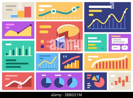 Infografik zum Unternehmenswachstum, Datenvisualisierung, Diagramme und Diagramme, Diagramm. Statistik- und Analysesoftware Stock Vektor