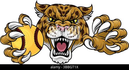 Jaguar Leopard Cheetah Panther Softball Maskottchen Stock Vektor