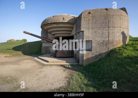 Deutscher Weltkrieg zwei Batterien, Longues-sur-Mer, Normandie, Frankreich, Europa Stockfoto
