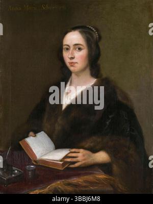 Anna Maria van Schurman (1607–1678), niederländische Künstlerin, Gelehrte und Schriftstellerin, Porträtgemälde in Öl auf Leinwand von Jan Lievens, 1649 Stockfoto