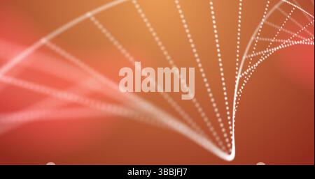 Bild der dna, die sich über orangefarbenem Hintergrund dreht Stockfoto